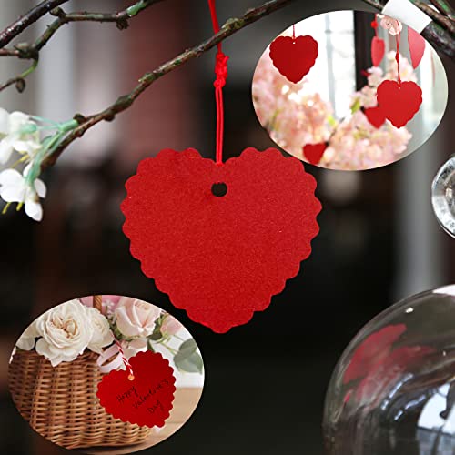FUGUIR 100 Pcs Valentines Gift Tags Red Heart Cutouts Heart Shaped Paper Present Tags with 300 Feet String for Valentines Day Mothers Day Wedding Party Gift Wrapping Hang Labels - Image 5