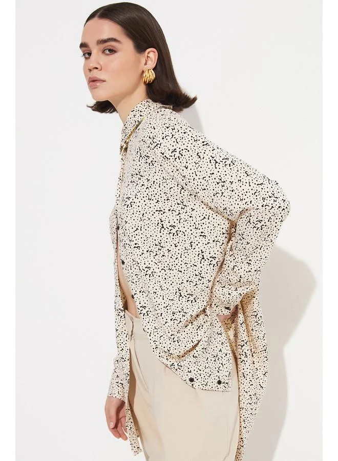 جون June Exclusive Patterned Viscose Shirt Stone