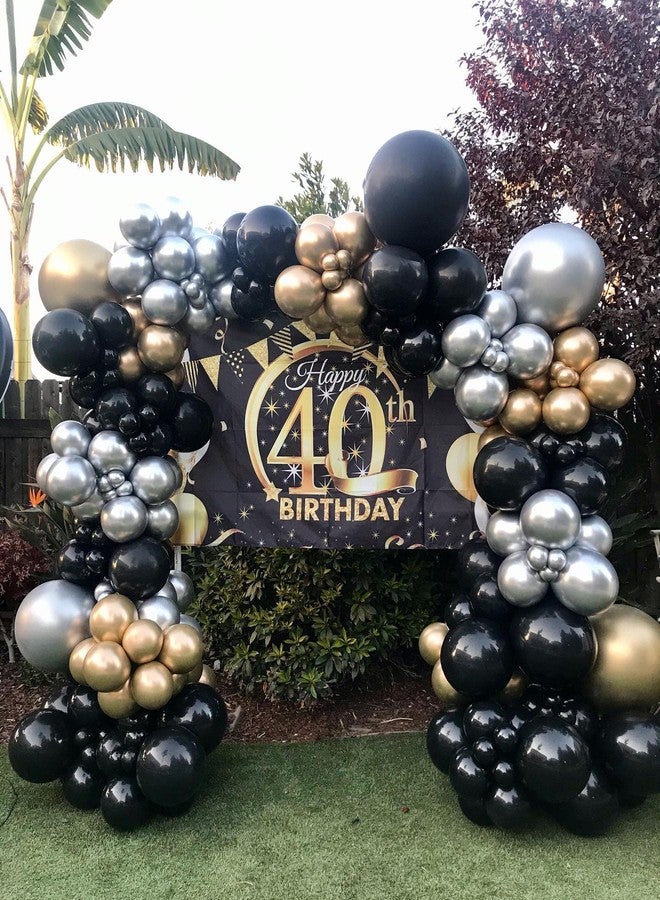 EASUTE 111PCS Black Gold and Silver Balloon Garland Arch Kit Metallic Black Metallic Gold Chrome Silver Latex Balloons Set for Birthday Graduation Bachelorette Wedding New Year Party Decoration - Image 3