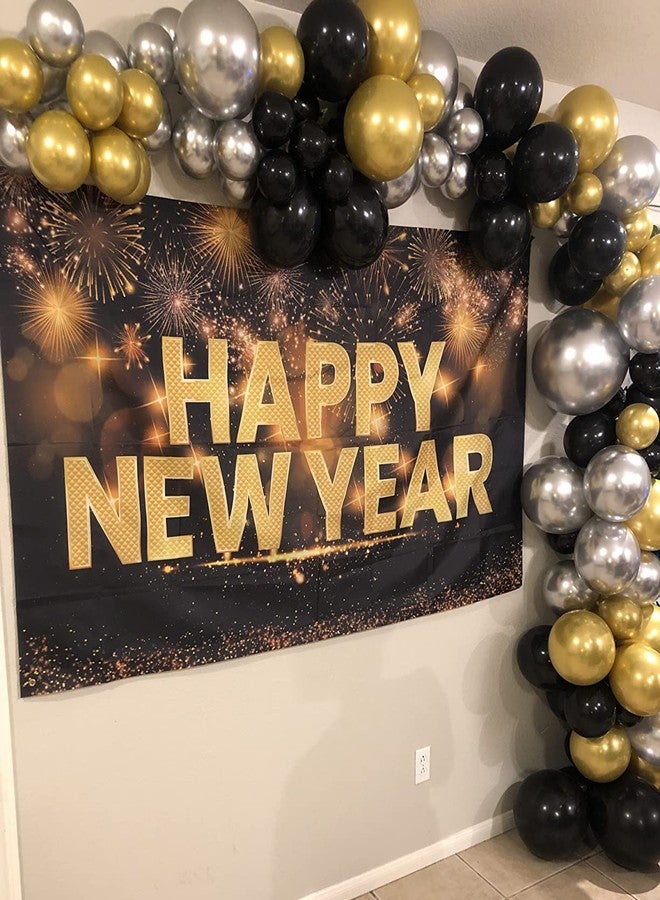 EASUTE 111PCS Black Gold and Silver Balloon Garland Arch Kit Metallic Black Metallic Gold Chrome Silver Latex Balloons Set for Birthday Graduation Bachelorette Wedding New Year Party Decoration - Image 5