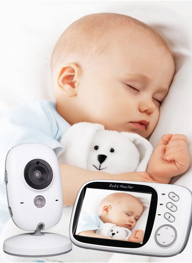 ماركة غير محددة 3.2 بوصة شاشة LCD 270P لاسلكية LCD 270P لمراقبة الطفل بالفيديو مع كاميرا وصوت ورؤية ليلية وعرض درجة الحرارة، والتحدث في اتجاهين، وصوت صوتي، و8 تهويدات بدون واي فاي  - Image 1