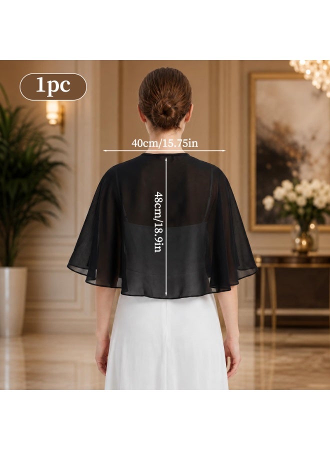 Capelets for Women Soft Chiffon Shawls Wraps Shawl and Wraps | Women's Soft Chiffon Shawl Wraps Shrug for Evening Wedding Capes Bolero Cover Up One Size - Image 2