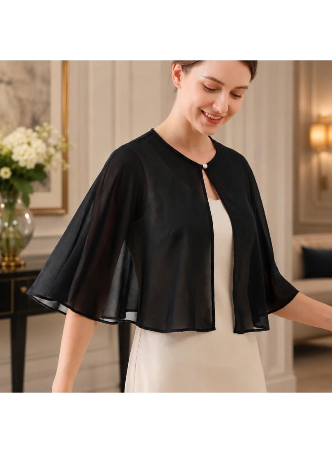 Capelets for Women Soft Chiffon Shawls Wraps Shawl and Wraps | Women's Soft Chiffon Shawl Wraps Shrug for Evening Wedding Capes Bolero Cover Up One Size - Image 5