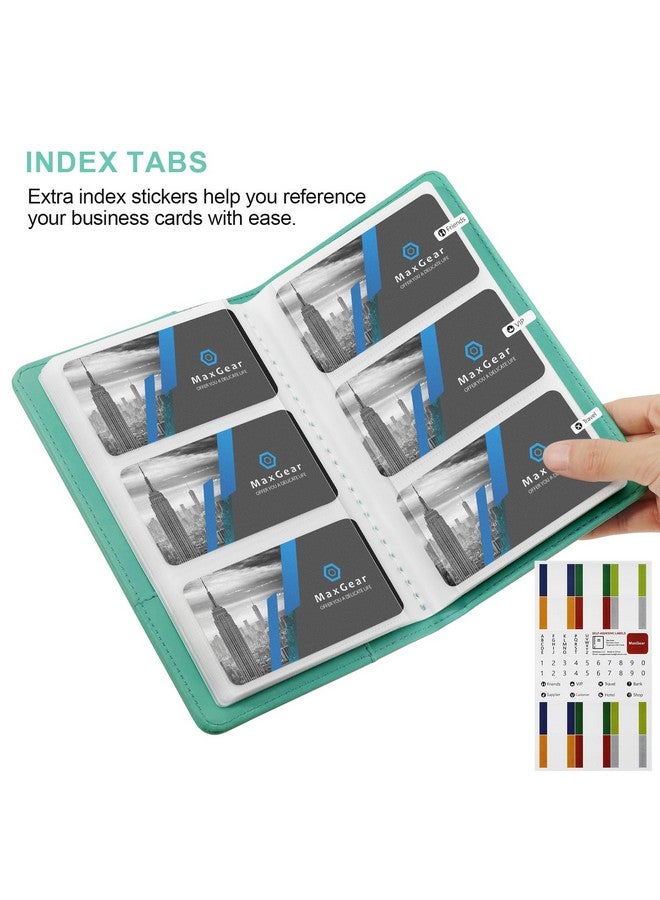 MaxGear Business Card Organizer, Portable Business Card Holder Book For Men & Women, 240 Business Cards Credit Card Binder Professional Business Card Holders Name Card Holder File Storage, Turquoise - Image 3