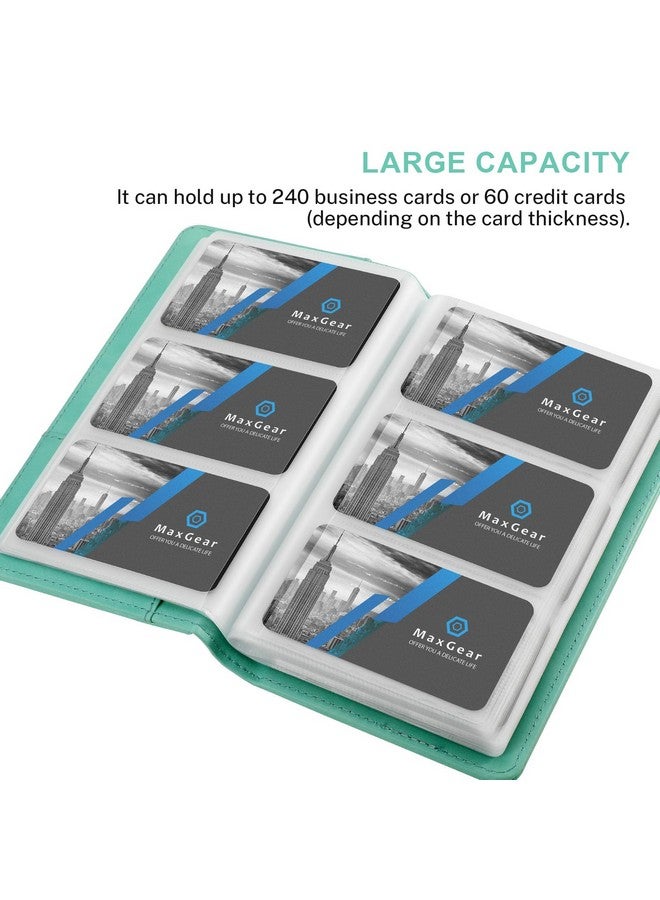 MaxGear Business Card Organizer, Portable Business Card Holder Book For Men & Women, 240 Business Cards Credit Card Binder Professional Business Card Holders Name Card Holder File Storage, Turquoise - Image 4