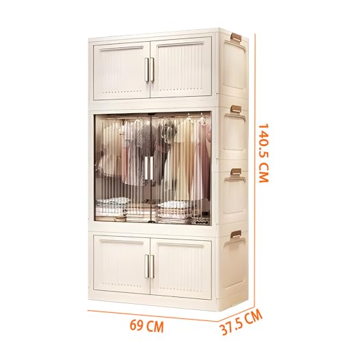 Mevigo 3- Door Plastic Wardrobe - Cupboard for Storage | Baby Wardrobe for Clothes | Kids Almirah for Clothes| Foldable Space-Saving Collapsible Wardrobe for Living Room, Toy, Books- White - Image 2