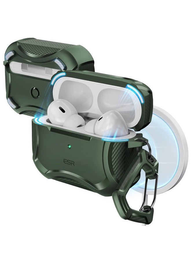 اي اس ار جراب ESR لسماعات AirPods Pro 2، متوافق مع MagSafe، شحن لاسلكي HaLolock، حماية قوية من السقوط، TPU، غطاء مغناطيسي متين لسماعات AirPods Pro الجيل الأول/الثاني (2023/2022/2019)، أخضر  - Image 1
