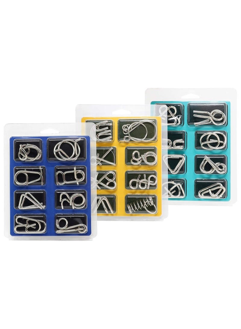 Brain Teasers Metal Wire Puzzle Toys - Assorted Metal Puzzle Toys for Gifts, Party Favors, Prizes, Disentanglement Puzzle, Unlock Interlock Toys IQ Puzzle Brain Teaser Educational Toy Set of 24  - Image 1