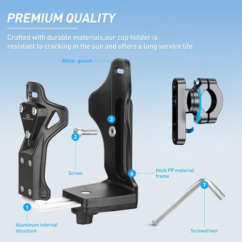 Yellowfin Bike Cup Holder, Motorcycle Water Bottle Holder 360° Rotation Adjust Bicycle Handlebar Water Bottle Cages, Upgraded Expandable Design Drink Holder for Bicycle, Motorcycle, ATV (Extra Large) - Image 4