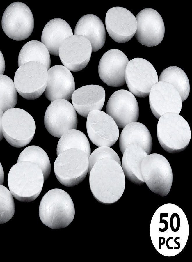 IFAMIO 50 Pack Half Foam Balls 1.6 Inch Half Sphere Solid Blank Foam Balls for Art Decoration Polystyrene Hemispherical Small Craft Foam Balls for Easter Sphere Foam Ball for School DIY Projects - Image 2