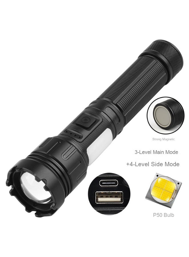 High-Intensity LED White Laser Flashlight - Waterproof High-Power Aluminum Alloy Long-Range Light