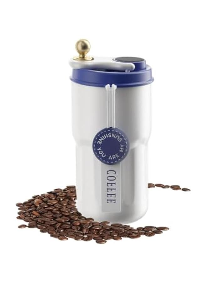 RYNX 420ml Insulated Travel Coffee MugStainless Steel Vacuum Coffee Cup Durable Leakproof Tumbler Thermal Mug Easy Grip Portable Insulated Mug VehicleMounted Cold Water Retaining Trip CupBlue  - Image 1