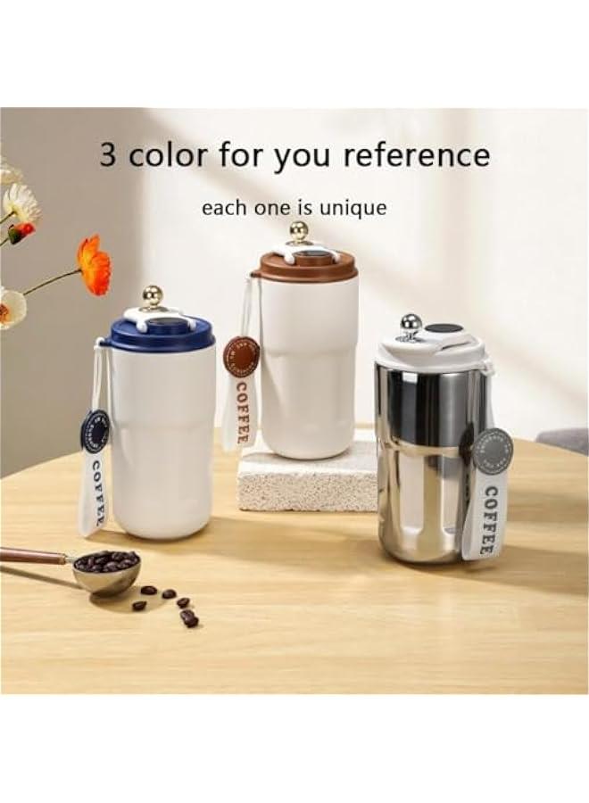 RYNX 420ml Insulated Travel Coffee MugStainless Steel Vacuum Coffee Cup Durable Leakproof Tumbler Thermal Mug Easy Grip Portable Insulated Mug VehicleMounted Cold Water Retaining Trip CupBlue  - Image 4