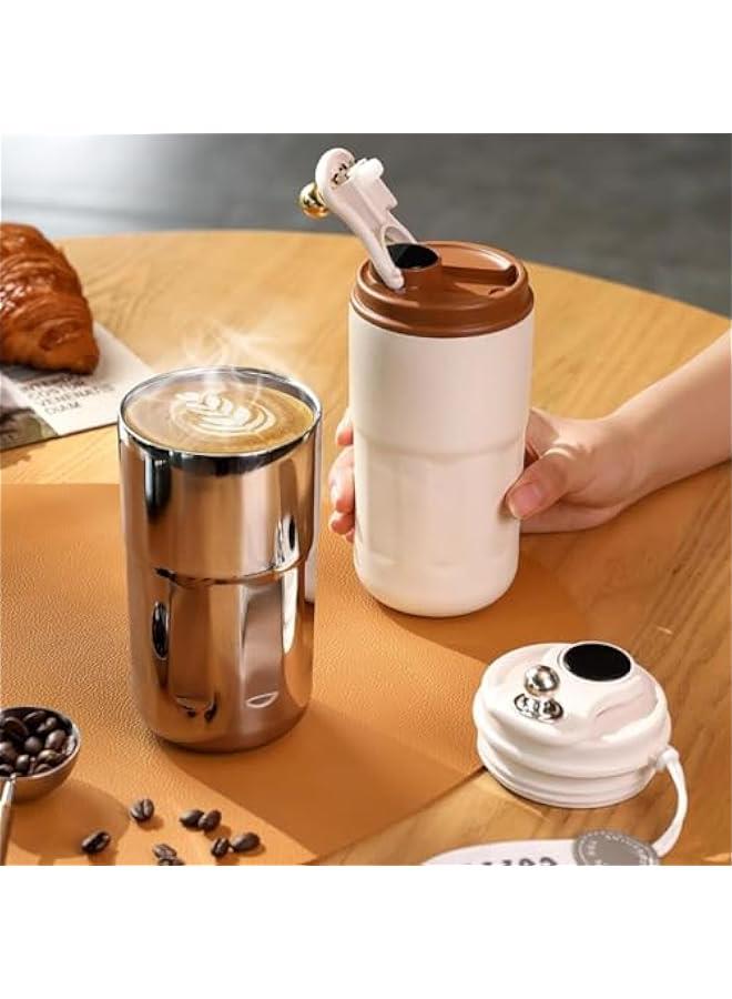 RYNX 420ml Insulated Travel Coffee MugStainless Steel Vacuum Coffee Cup Durable Leakproof Tumbler Thermal Mug Easy Grip Portable Insulated Mug VehicleMounted Cold Water Retaining Trip CupBlue  - Image 5