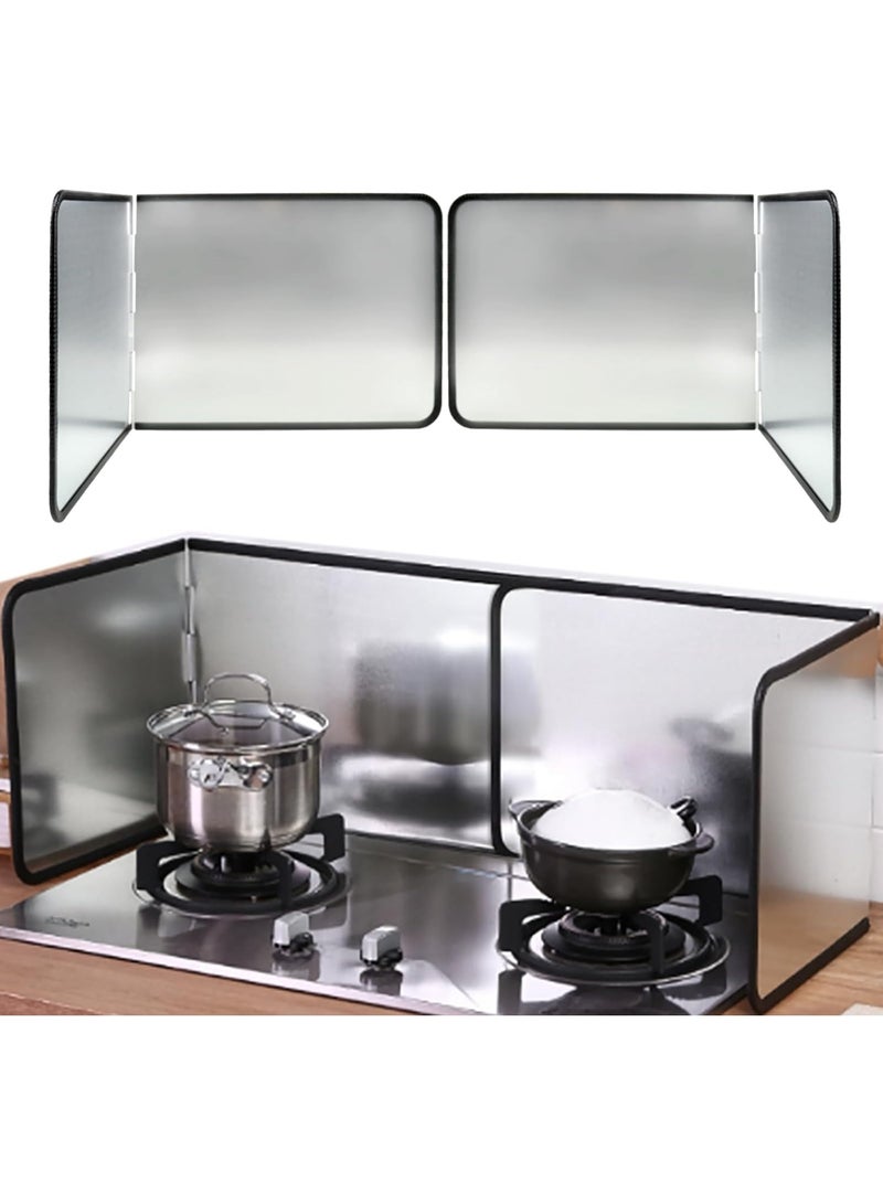 Stainless Steel Kitchen Splash Guard, Foldable Stainless Steel Oil Splatter Screens, Oil Splash Insulation, Oil Splatter Guard Stove Heat Insulation Board (76.5×30.5cm) - Image 1