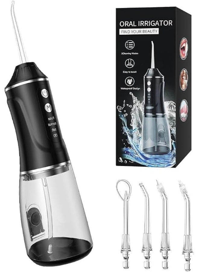 Cordless Water Flosser for Teeth, 380ML Portable Oral Irrigator with 4 Jet Tips & 3 Modes, IPX7 Waterproof Dental Water Flosser for Home and Travel - Image 1