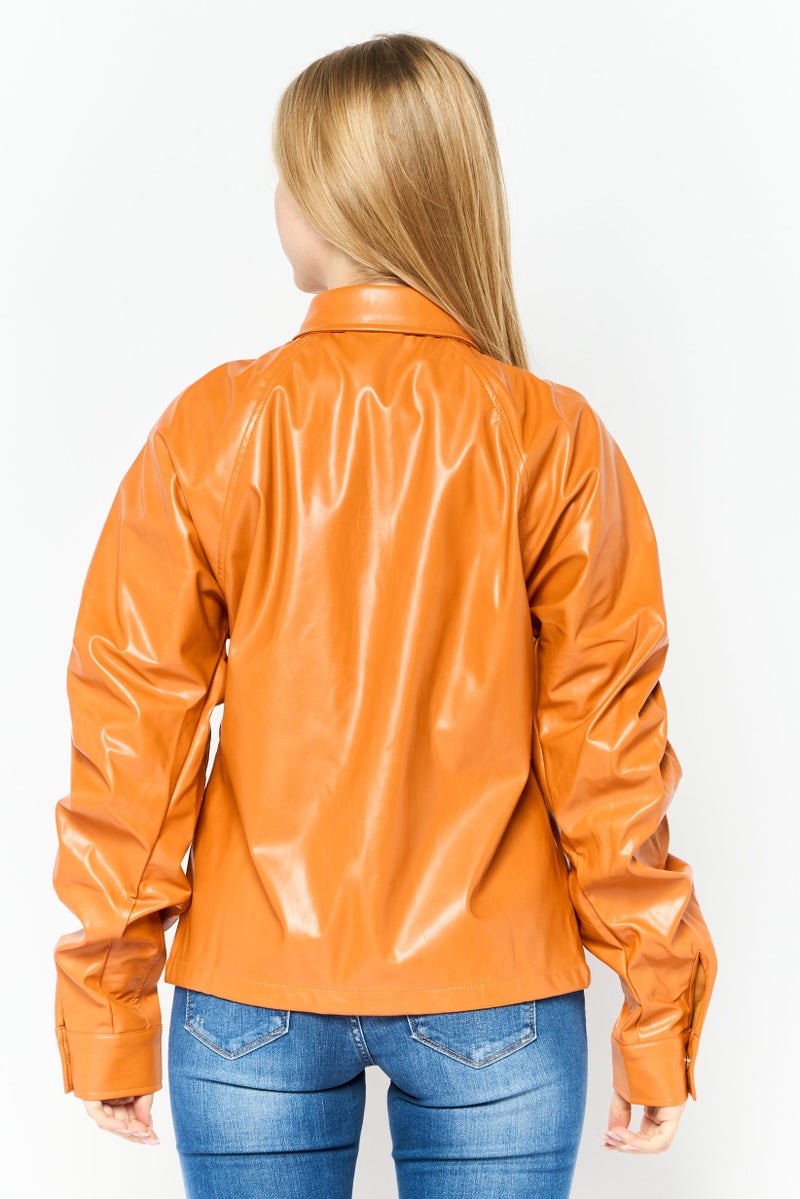 AMYLYNN Women Plain Jacket, Orange  - Image 4