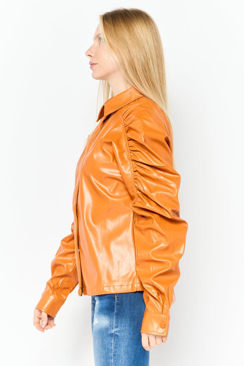 AMYLYNN Women Plain Jacket, Orange  - Image 2