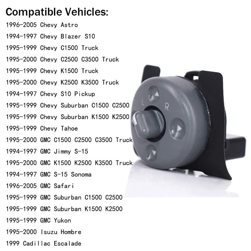 CULMKARI Power Mirror Control Switch LH Driver Side Fits for Chevy Astro GMC Suburban Replaces 15009690, 19209371, 901-000 - Image 2