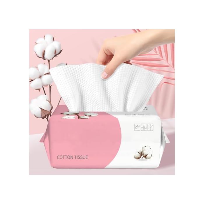 100 Count Disposable Face Towel, Ultra Soft & Thick Washcloths, Biodegradable Facial Towels for Sensitive Skin, Makeup Remover Dry Wipes, Lint-Free Towelettes for Cleansing
