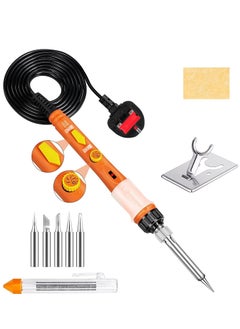 KASTWAVE Soldering Iron, 60W Soldering Irons Kit with Adjustable Temperature knob (200-450℃）, Welding Tools with 5 Soldering Iron Tips, 17g Solder Wire, Soldering Iron Stand for Welding and Repairing  - Image 1