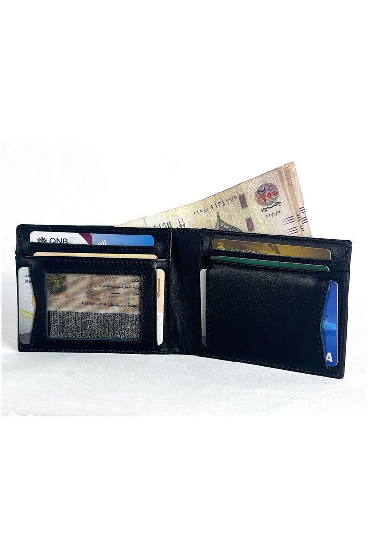 Fashion Pyramid Slim Wallet With Genuine Leather Material - Black