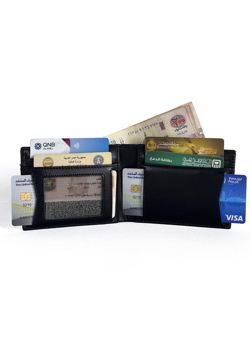 Fashion Pyramid Slim Wallet With Genuine Leather Material - Black