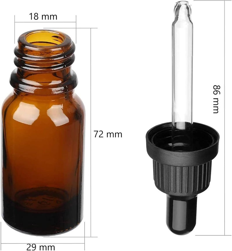 AJIODA Eye Dropper Bottle, 10 Pack 20ml Amber Glass Bottles with Glass Eye Dropper Dispenser & Funnels for Essential Oils, Chemistry Lab Chemicals, Colognes & Perfumes - Image 2