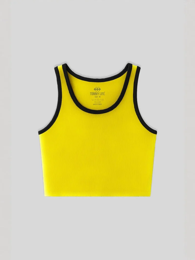تومي لايف TOMMY Ribbed Sleeveless Crop Top
