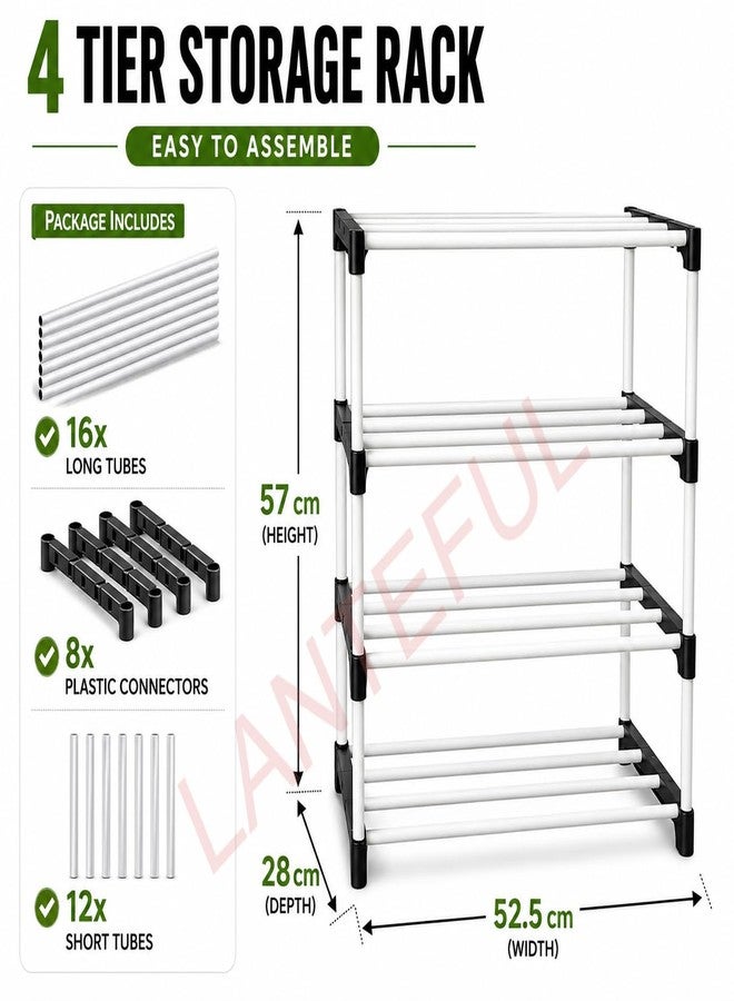 LANTEFUL 4 layer Spice Rack For Your Kitchen | Countertop Spice And Masala Rack Spice Boxes Organizer –Kitchen Stand | Multi Use Wardrobe Bookshelf Collapsible Quick Assembly | Counter Top Organiser | Plastic - Image 2