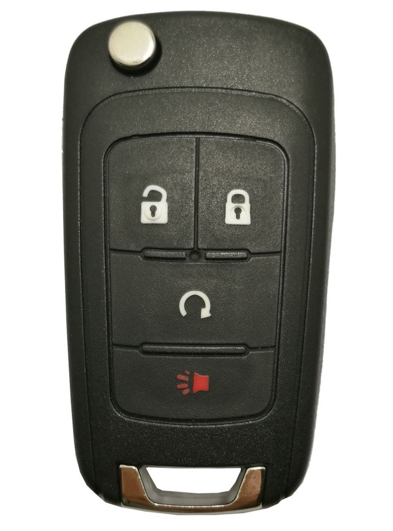 J-ACCES Car Key Fob Case Shell for GMC Chevrolet Chevy Equinox Sonic Trax Terrain 4 Buttons Uncut Blank Flip Folding Keyless Entry Remote Replacement Cover Casing (4 Buttons Key Shell - Model 3)