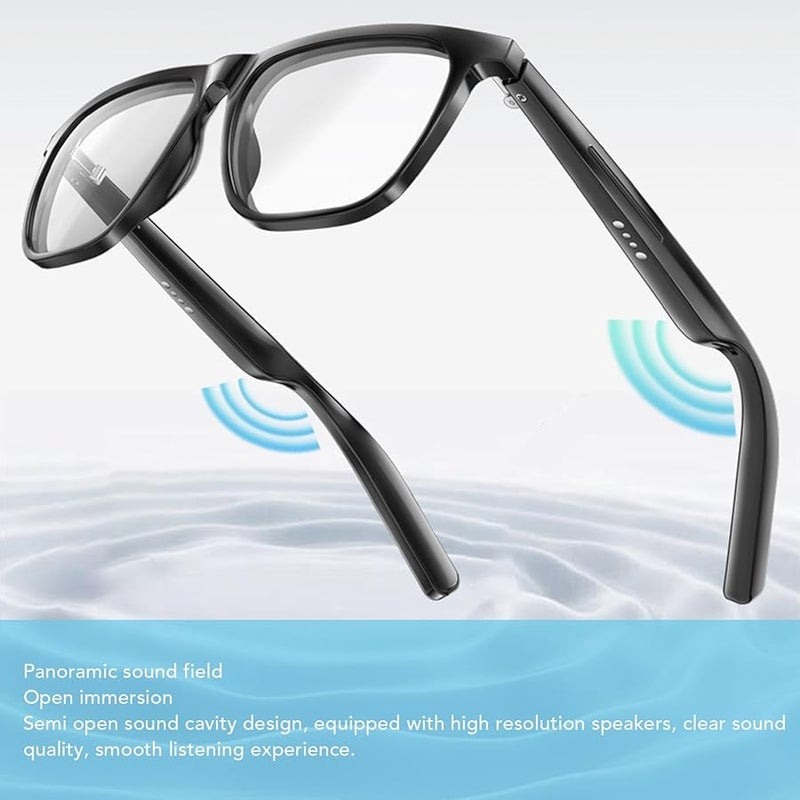 Smart Glasses Wireless Music Calling Hifi Speaker Noise Reduction Mic 134 Languages Translation Sport Black - Image 5