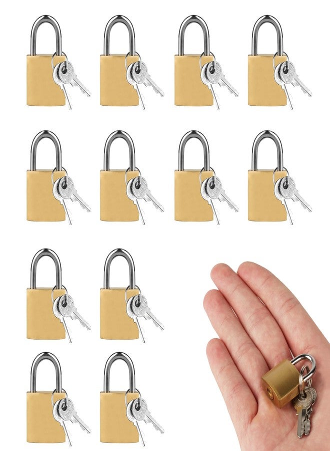 HexinYigjly 12-Pack 20mm Antique Brass D-Shaped Keyed Padlocks - Decorative & Secure Locks with Hardened Alloy Core for Luggage, Gym Lockers, Gift Boxes, Storage & Travel. Compact for Backpacks/Security Cases - Image 1