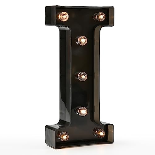 OYCBUZO Light Up Black Alphabet Marquee Letters Sign LED Marquee Number Lights Sign for Night Light Home Bar Christmas Lamp Birthday Party Wedding Decoration I