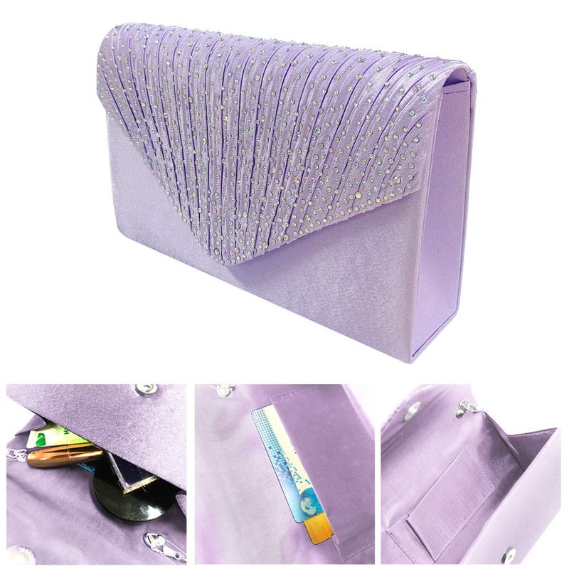 Groupcow New Ladies Evening Handbags Bridal Wedding Bag Handbag (Violet) - Image 5