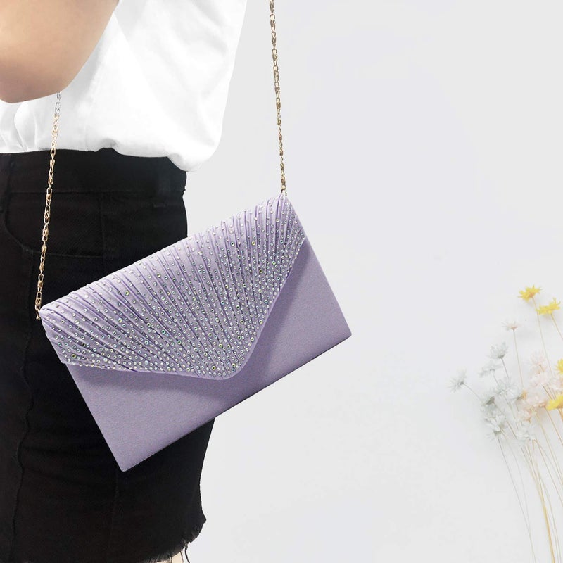 Groupcow New Ladies Evening Handbags Bridal Wedding Bag Handbag (Violet) - Image 3