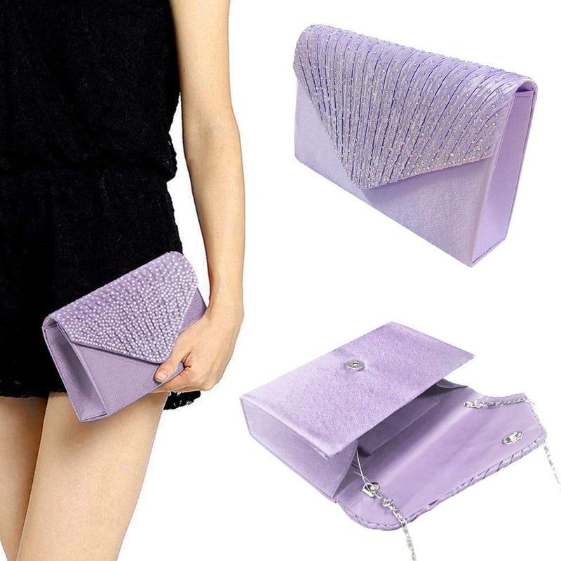 Groupcow New Ladies Evening Handbags Bridal Wedding Bag Handbag (Violet) - Image 2