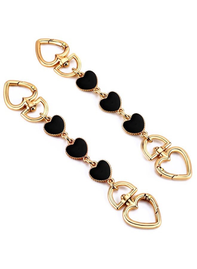 Tmtains 2Pcs Purse Extender Chain Gold Bag Extender Chain Hearts Purse Strap Extender Black Purse Strap Replacement Purse Accessories Bag Charms for Handbags Cross Body Bag DIY Purse Making Supplies - Image 1