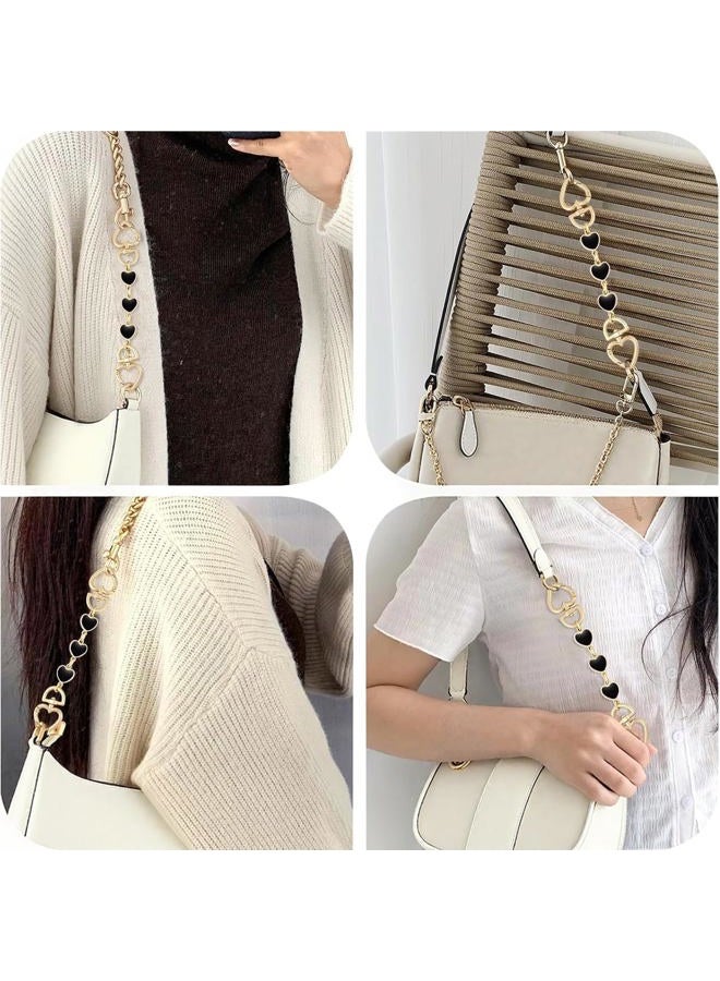 Tmtains 2Pcs Purse Extender Chain Gold Bag Extender Chain Hearts Purse Strap Extender Black Purse Strap Replacement Purse Accessories Bag Charms for Handbags Cross Body Bag DIY Purse Making Supplies - Image 4