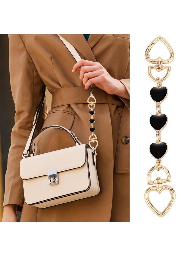 Tmtains 2Pcs Purse Extender Chain Gold Bag Extender Chain Hearts Purse Strap Extender Black Purse Strap Replacement Purse Accessories Bag Charms for Handbags Cross Body Bag DIY Purse Making Supplies - Image 3