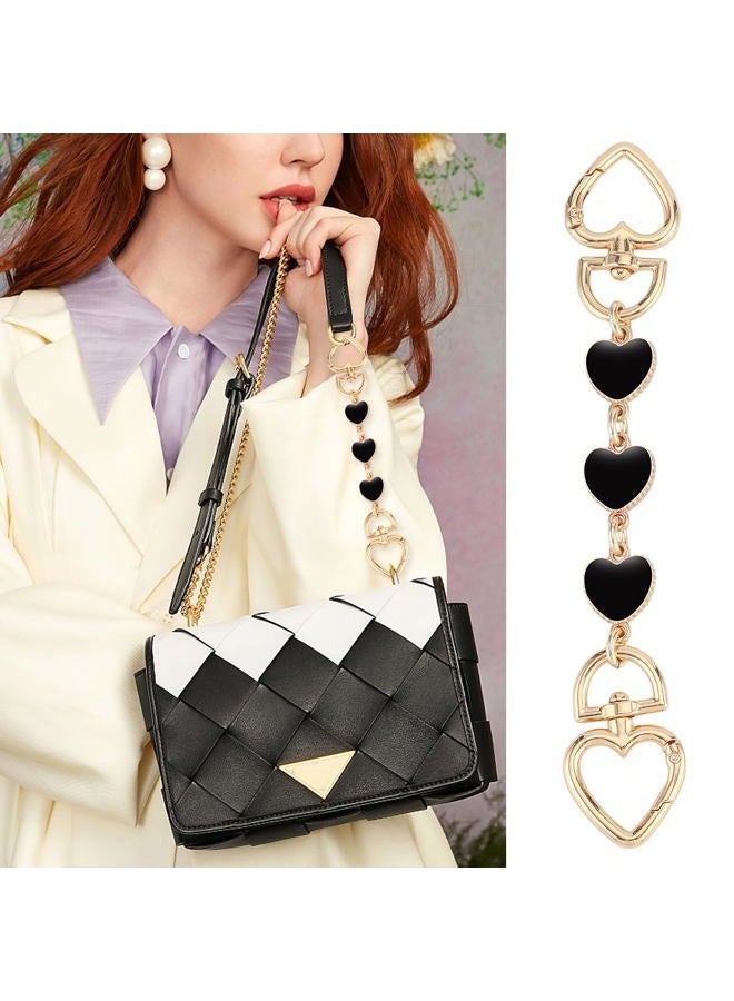 Tmtains 2Pcs Purse Extender Chain Gold Bag Extender Chain Hearts Purse Strap Extender Black Purse Strap Replacement Purse Accessories Bag Charms for Handbags Cross Body Bag DIY Purse Making Supplies - Image 2