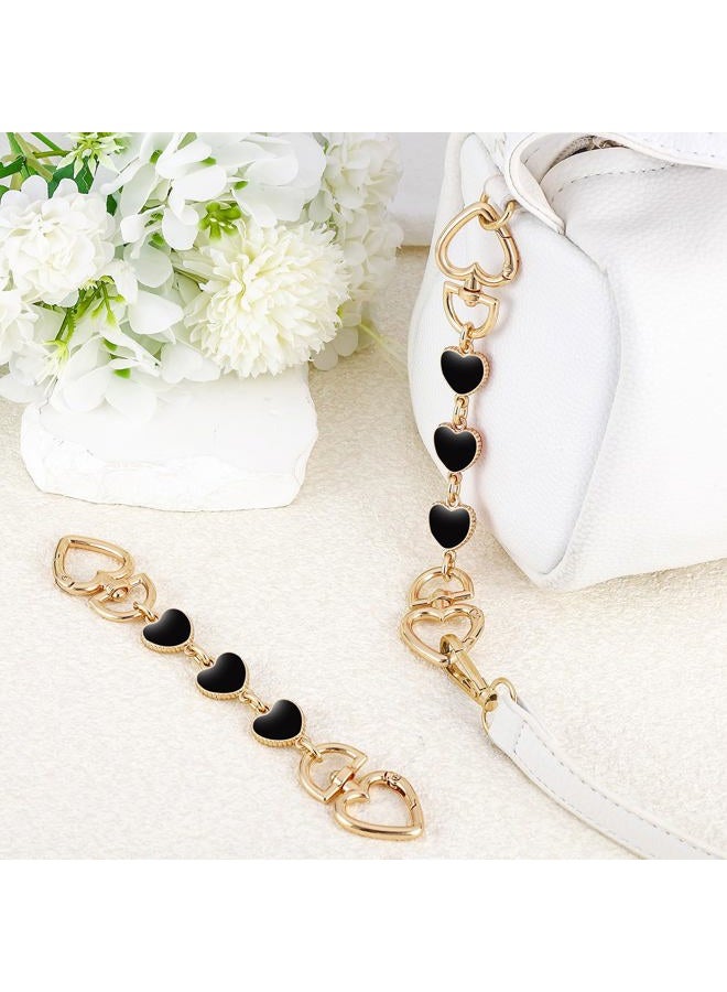 Tmtains 2Pcs Purse Extender Chain Gold Bag Extender Chain Hearts Purse Strap Extender Black Purse Strap Replacement Purse Accessories Bag Charms for Handbags Cross Body Bag DIY Purse Making Supplies - Image 5