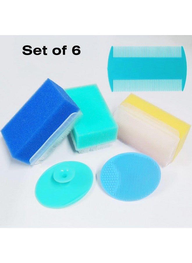MR LION Baby Bath Sponges for Newborns - Baby Cradle Cap Brush - Cradle Cap Comb for Babies (Pack of 6) (Mixed Color B) - Image 1