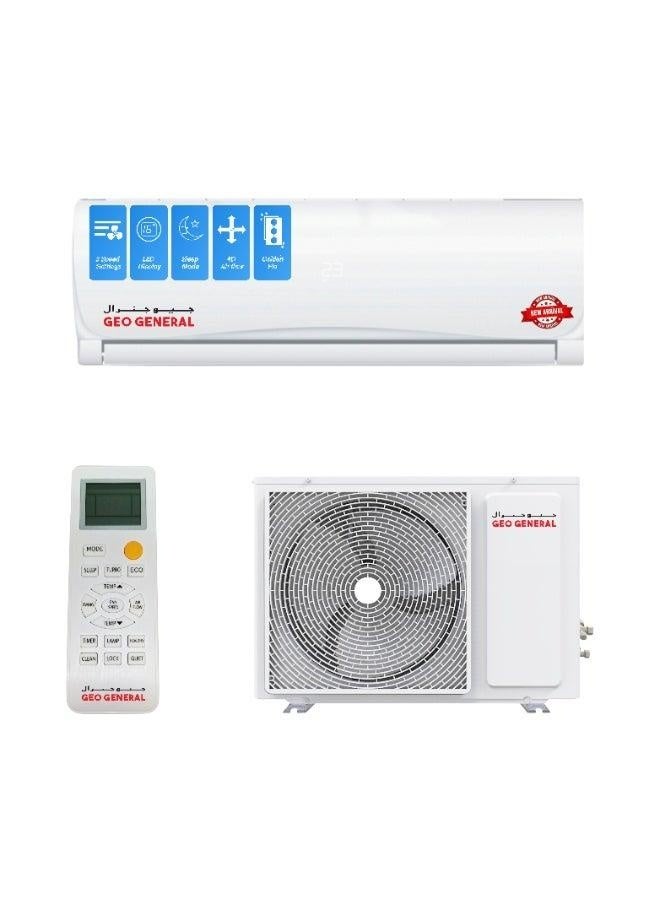 جيو جنرال Geo General 1.5 Ton Split Air Conditioner 18000 BTU, T3 Rotary Compressor, Copper Condenser, Turbo Cooling, 4-Way Swing, White - Image 1