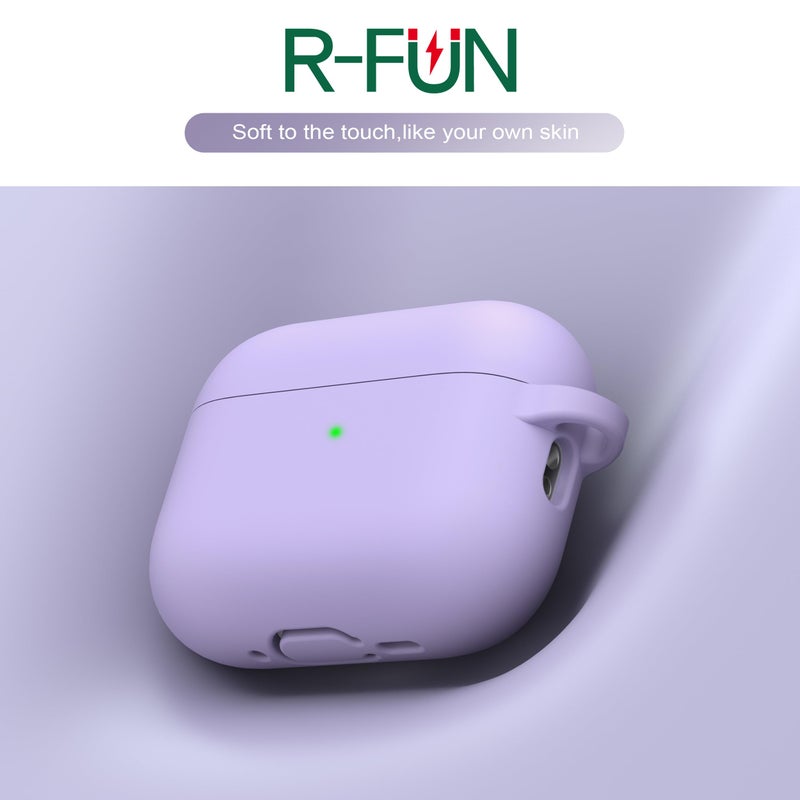 R-fun for AirPods Pro 3 Case (2025), Soft Silicone Protective Case Cover Compatible with Apple AirPods Pro 3rd Generation (USB-C Cable) for Women Men with Cleaning Kit and Keychain, Banana Violet - Image 3