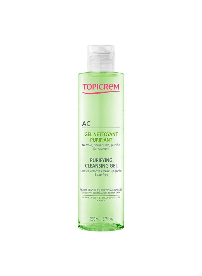 Topicrem AC Purifying Face Cleansing Gel For Sensitive, Combination & Oily Skin 200ml