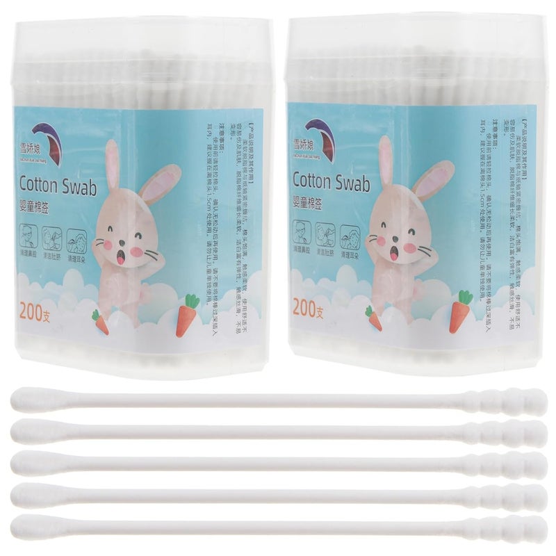 400PCS Cotton Swabs, Cotton Buds Swabs Cleaner Double Round Cotton Tip Cleaning Swabs with Paper Stick for Cleaning Ear Nose nose swabs Makeup chidren ear nose cotton sticks
