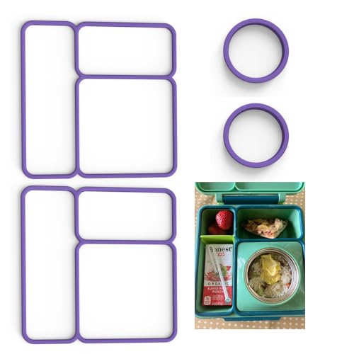 Aufuga 2 pack Lid Seal Gaskets and 2pack Container Seal Gaskets For OmieBox，Fit Replacement Parts For Kids Bento Box,100%Food-Safe Silicone Rubber,Essential Lunch Bento Box Accessories for Kids(Purple) - Image 1