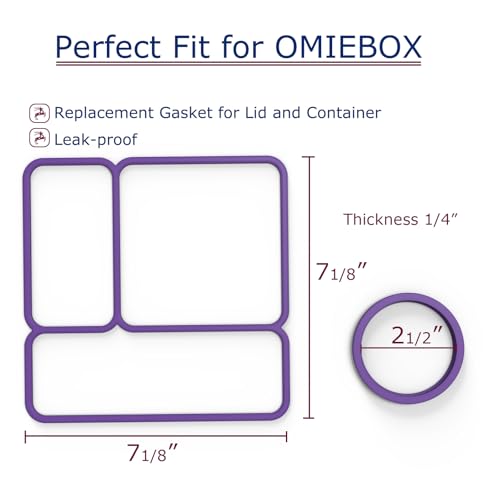 Aufuga 2 pack Lid Seal Gaskets and 2pack Container Seal Gaskets For OmieBox，Fit Replacement Parts For Kids Bento Box,100%Food-Safe Silicone Rubber,Essential Lunch Bento Box Accessories for Kids(Purple) - Image 5