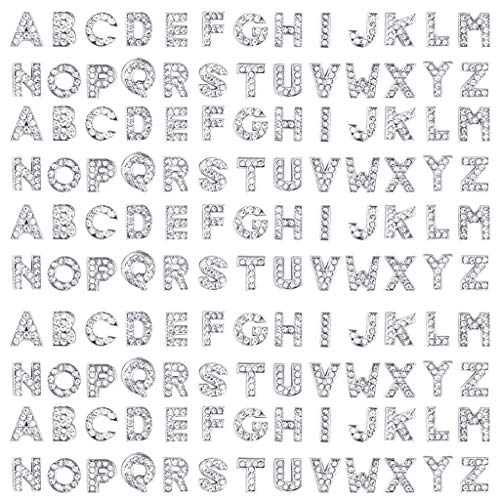 Poualss 130pcs AZ 8mm Full Rhinestones Slide Alphabet Letters for DIY Wristbands Bracelets Jewelry Making Crafts Charms Silver - Image 1